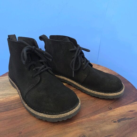 Birkenstock Uppsala Mid Chukka Desert Boots Black Suede Women's US